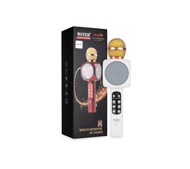 Беспроводной Караоке Микрофон WS-1816 (со встроенным динамикам и подсветкой) - Белый - Сервис Плюс Рус