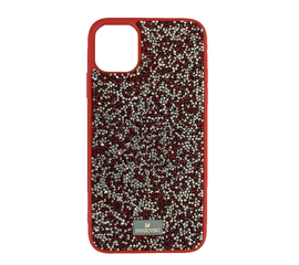 Силиконовый чехол-накладка со стразами SWAROVSKI для iPhone 12 Pro Max, Красно-серебристый - Сервис Плюс Рус