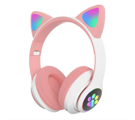 Беспроводные Bluetooth наушники STN-28 с кошачьими Светящимися ушками, розовый - Сервис Плюс Рус