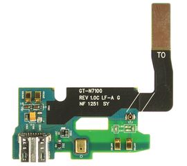 Samsung Galaxy Note II (GT-N7100) Нижняя плата с разъемом зарядки и микрофоном (снятый оригинал) Samsung - Сервис Плюс Рус