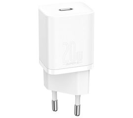 Зарядный блок питания для телефона 20W быстрая зарядка PD 3.0+QC 3.0 USB Type-C Baseus Super Si Quick Charger 1C белый CCSUP-B02 для Apple iPhone, Samsung, Xiaomi, Huawei, Honor Baseus - Сервис Плюс Рус