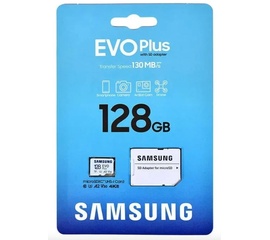 Micro SD 128GB Samsung Class 10 Evo Plus (130 Mb/s) + SD адаптер Samsung - Сервис Плюс Рус
