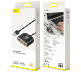 USB концентратор Baseus Square Round 4 in 1 USB3.0 to USB3.0+3xUSB2.0 CAHUB-AY01 - Черный Baseus - Сервис Плюс Рус
