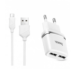 СЗУ USB кабель Hoco C12 micro-USB 2.4A (белый) - Сервис Плюс Рус