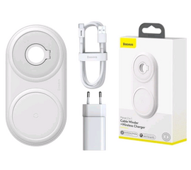 Беспроводное зарядное устройство Baseus Planet 2 in 1 Cabel Winder + Wireless Charger WXPL-B02 White - Сервис Плюс Рус