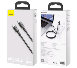 Кабель Type-C на Type-C 100W 5A1m Baseus High Density Braided Fast черный - Сервис Плюс Рус