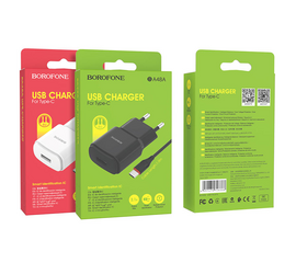 СЗУ BA48A + кабель Micro USB 2.1A Borofone (EU) черный - Сервис Плюс Рус