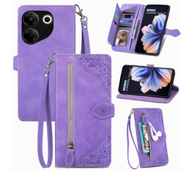 Чехол книжка для Tecno Camon 20 / Camon 20 Pro 4G кошелек на молнии, Пурпурны - Сервис Плюс Рус