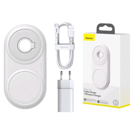 Беспроводное зарядное устройство Baseus Planet 2 in 1 Cabel Winder + Wireless Charger WXPL-B02 White Baseus - Сервис Плюс Рус