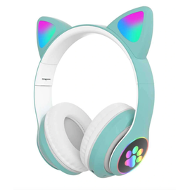 Беспроводные Bluetooth наушники STN-28 с кошачьими Светящимися ушками, бирюзовый - Сервис Плюс Рус