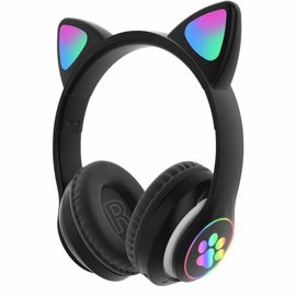 Беспроводные Bluetooth наушники STN-28 с кошачьими Светящимися ушками, черный - Сервис Плюс Рус