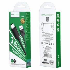 Кабель X88 USB Type-C 1m 3A HOCO черный - Сервис Плюс Рус