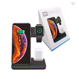 Беспроводное зарядное устройство для телефонов Apple iPhone, Samsung, Huawei, смарт часов Apple Watch и для наушников AirPods и AirPods Pro / Док-станция 3 в 1 с Быстрой зарядкой 15W - Сервис Плюс Рус