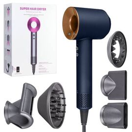 Фен для волос, Набор для укладки волос VanTech Super Hair Dryer, Синий с золотом - Сервис Плюс Рус
