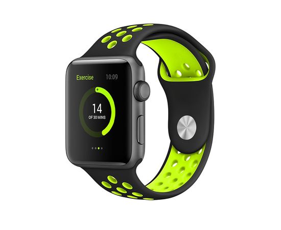 Apple Watch 3 42mm Space Gray Aluminum Case with Nike Silicon Loop чёрный/зелёный Apple - Сервис Плюс Рус