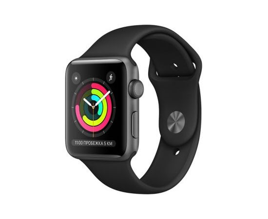 Apple Watch S3 42mm Space Gray Aluminum Case with Black Sport Band Apple - Сервис Плюс Рус