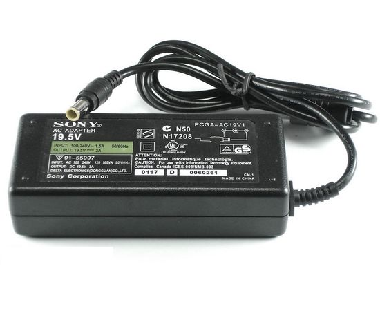 Блок питания (сетевой адаптер) для ноутбуков Sony Vaio 19.5V 3A 6.5pin Sony Vaio - Сервис Плюс Рус