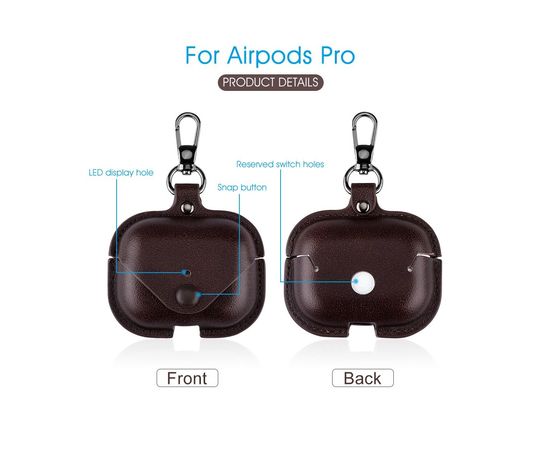 Чехол AirPods Pro кожаный на кнопке, кожа - Сервис Плюс Рус