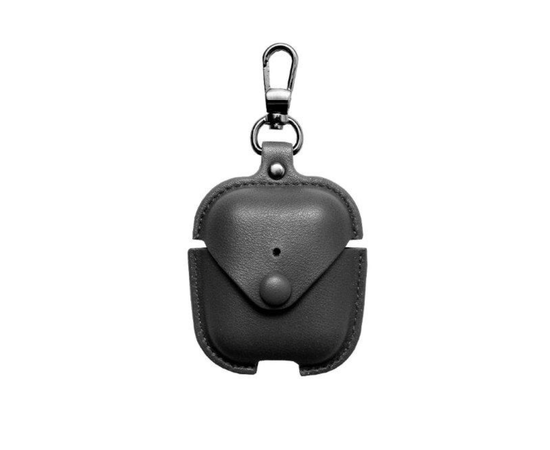 Чехол для AirPods кожаный на кнопке - Черный - Сервис Плюс Рус