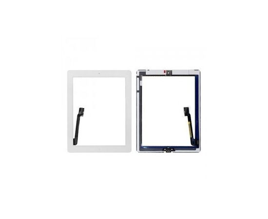 Тачскрин / Сенсорное стекло Apple iPad 4 (в сборе со шлейфом кнопки Home и скотчем) iPad 4 (White) Оригинал - Сервис Плюс Рус