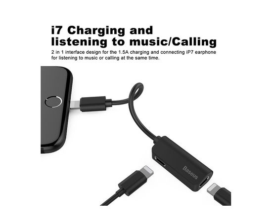 Переходник Lightning - Dual Lightning Baseus L37 CALL37-S1 Черный Baseus - Сервис Плюс Рус