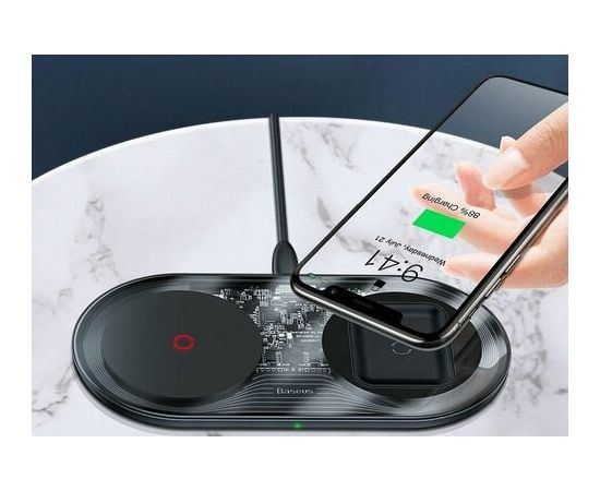 Беспроводное зарядное устройство Baseus Simple 2in1 Turbo Edition TZWXJK-B01 (Clear Black) Baseus - Сервис Плюс Рус