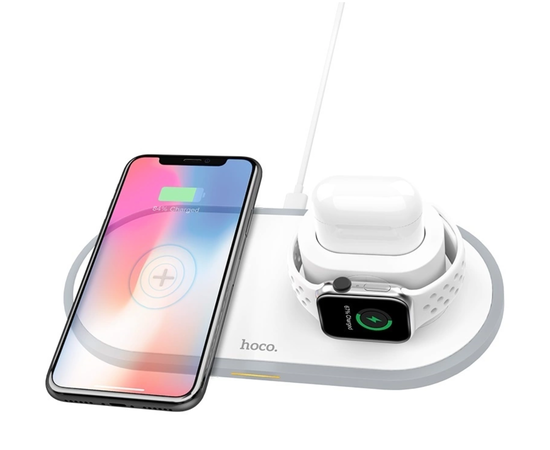 Беспроводное зарядное устройство CW21 HOCO 3 в 1 белое Hoco - Сервис Плюс Рус