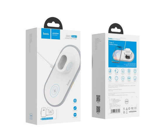 Беспроводное зарядное устройство CW21 HOCO 3 в 1 белое Hoco - Сервис Плюс Рус