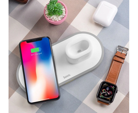 Беспроводное зарядное устройство CW21 HOCO 3 в 1 белое Hoco - Сервис Плюс Рус