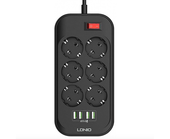 Сетевой фильтр LDNIO 6 розеток 4USB SE6403 (Black) LDNIO - Сервис Плюс Рус