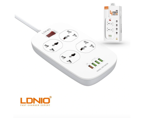 Сетевой фильтр LDNIO SC4407 Defender Series 2500W 4 розетки, 4 USB, 2м LDNIO - Сервис Плюс Рус