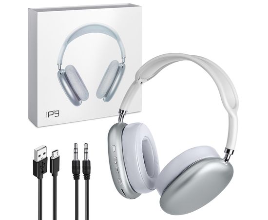 Беспроводные Bluetooth наушники накладные P9, серые - Сервис Плюс Рус