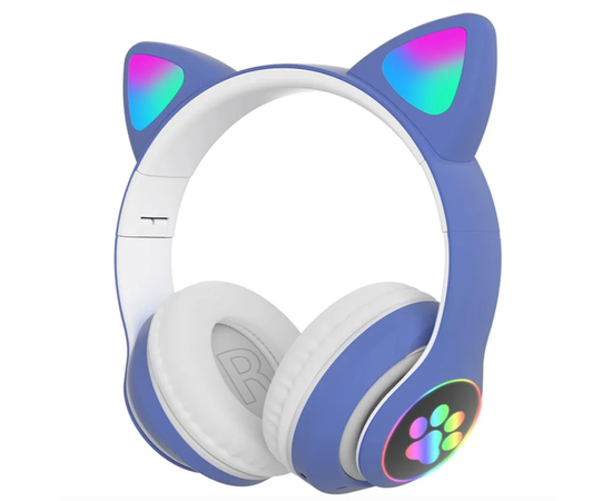 Беспроводные Bluetooth наушники STN-28 с кошачьими Светящимися ушками, синий - Сервис Плюс Рус