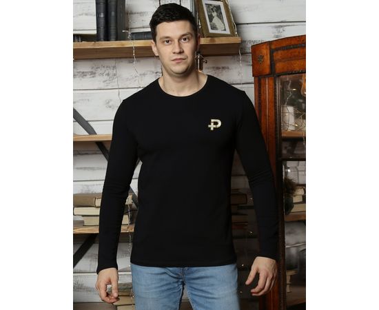 PluseRus / Лонгслив с длинным рукавом/однотонный/хлопок,черный XL (50) PluseRus - Сервис Плюс Рус