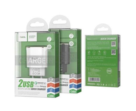 СЗУ на 2 USB 2,4A C60A HOCO - черный - Сервис Плюс Рус