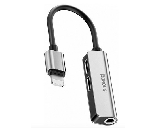 Кабель-переходник Lightning - AUX 3.5мм+Dual Lightning Baseus L52 - Черный/Серебристый (CALL52-S1) - Сервис Плюс Рус