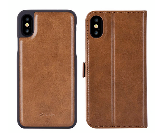 Чехол-книжка Devia Magic Leather Case 2 в 1 для iPhone X - Brown - Сервис Плюс Рус