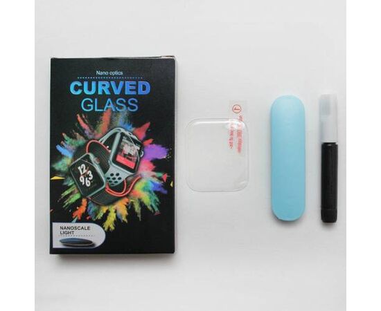 Защитное стекло для 3D Nano Optics для Apple Watch 44mm (UV Glue), прозрачное, с лампой и клеем - Сервис Плюс Рус