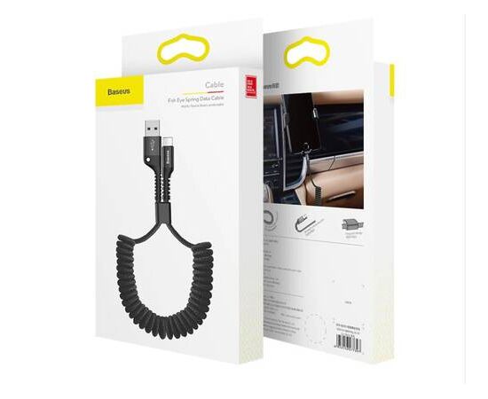 Кабель USB Lightning 1M 2A Fish Eye Spring Data Cable Baseus черный - Сервис Плюс Рус