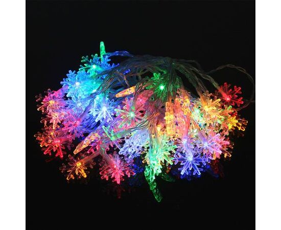 Гирлянда "Снежинка" цветная 5м белый провод - Сервис Плюс Рус