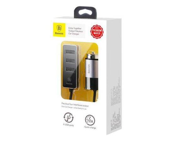 Переходник АЗУ на 4 USB CCTON-OG Baseus серый Baseus - Сервис Плюс Рус