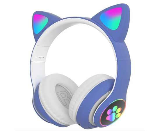 Беспроводные Bluetooth наушники STN-28 с кошачьими Светящимися ушками, синий - Сервис Плюс Рус
