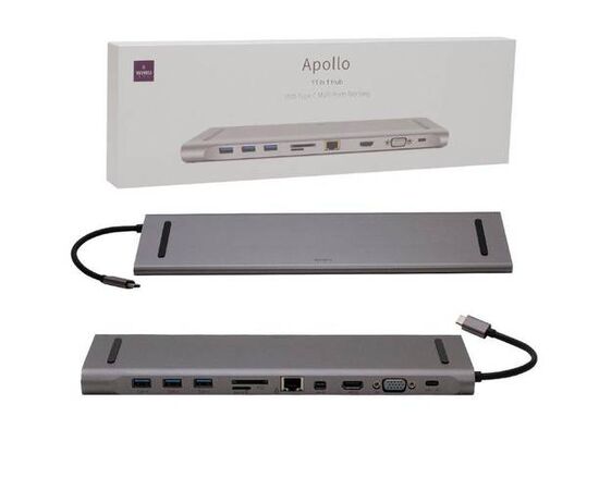 HUB Type-C 11 в 1 (3 USB 3.0 + micro SD + SD + HDMI + LAN + VGA + для принтера + AUX + Type-C) Wiwu - Сервис Плюс Рус