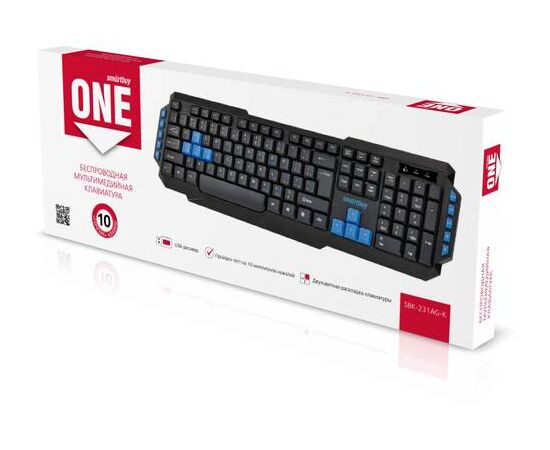Клавиатура беспроводная мультимедийная Smartbuy ONE 231 черная (SBK-231AG-K)/20 - Сервис Плюс Рус