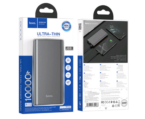 Power Bank Внешний аккумулятор 10000 mah J68 HOCO серый - Сервис Плюс Рус