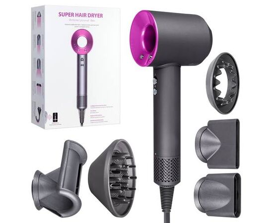 Фен для волос, Набор для укладки волос VanTech Super Hair Dryer, розовый - Сервис Плюс Рус