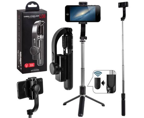 Стабилизатор штатив-селфи Gimmbal Stabilizer L08 4в1, черный - Сервис Плюс Рус