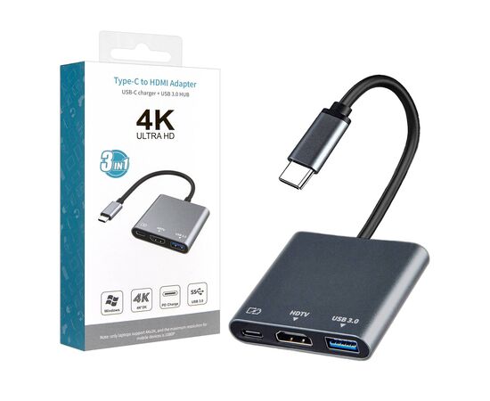 HUB Type-C 3in1 (Type-C + HDMI + USB 3.0) Model:OT-9175D - Сервис Плюс Рус